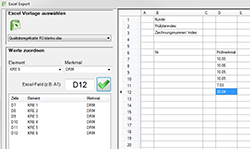 Messsoftware ThomControl für Koordinatenmessmaschinen Excel-Export